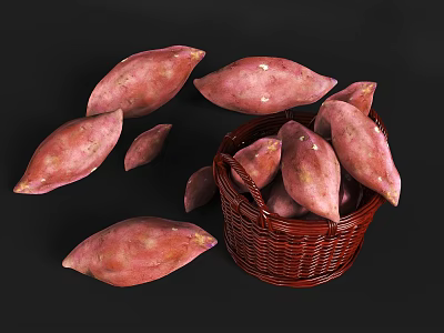 food sweet potato crops sweet potato sweet potato sweet potato basket rattan basket 3d model