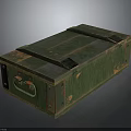 Vintage Green Wooden Weapon Storage Box With Metal Clasps And Worn Surface