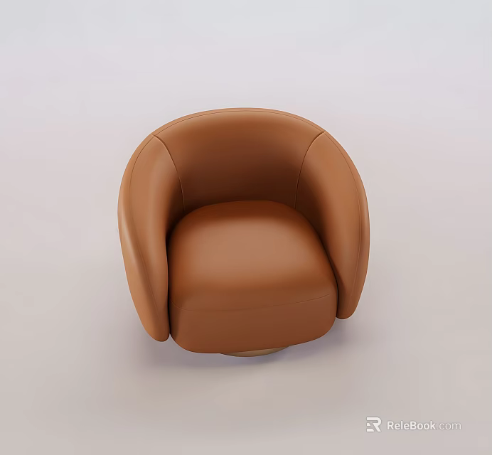 Modern Brown Leather Accent Chair With Rounded Armrests And Comfortable Design 3d model