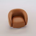 Modern Brown Leather Accent Chair With Rounded Armrests And Comfortable Design 3d model