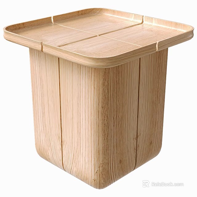Natural Light Wood Nightstand With Smooth Surface And Modern Sleek Design 3d model 