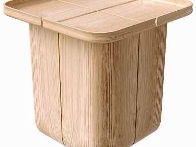 Natural Light Wood Nightstand With Smooth Surface And Modern Sleek Design 3d model