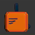 Cute Modern Orange Square Computer with Blue Ears Circular Speaker and Blue Lights