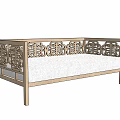 Chinese Style Multi Person Sofa With Carved Wooden Frame And White Cushion
