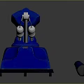 Blue Robot Character With Mechanical Arm And Stable Base Structure