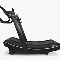 Curved Treadmill Fitness Equipment Modern Black Design With Yellow Accents For Gym And Home