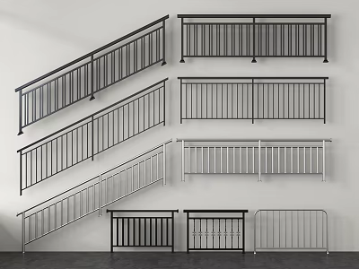 Different Types of Modern Metal Railings for Staircase and Balcony Use 3d model