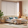 Light Nordic Style Soft Upholstered Double Bed With Solid Wood Frame For Cozy Bright Bedroom
