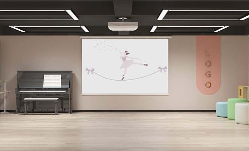 Modern Dance Studio Classroom Piano 3d model