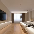 Modern Apartment Corridor With Laundry Area Cabinets Recessed Lighting And White Tile Flooring