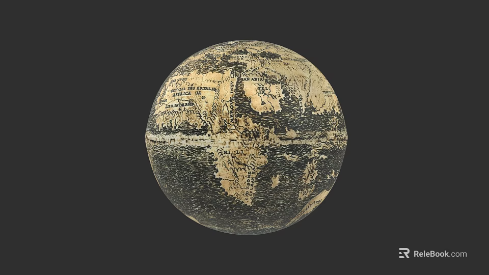Spherical Sculpture With Intricate Carved Patterns And Textured Surface 3d model 