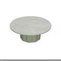 Modern Round Coffee Table With Light Gray Top And Green Fluted Base Design 3d model