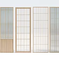 Modern Sliding Doors With Grid Patterns And Wooden Frames In Various Designs 3d model