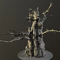 Artistic Stone Wood Tree Sculpture With Intricate Branches And Sturdy Base