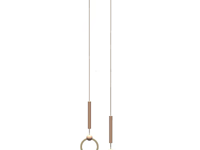 Modern Minimalist Chandelier Design With Two Hanging Rods And Metallic Cylindrical Shades 3d model