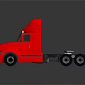 Red Semi Truck Cab With Shiny Exterior And Modern Front Design