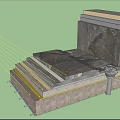Building Components With Concrete Steps And Layered Wall Structural Details 3d model