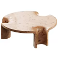 Natural Wooden Round Coffee Table With Light Wood Grain And Unique Burl Design