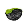 Green Grass Bonsai Potted Plant in Black Stone Pot for Indoor Decoration
