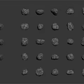 Natural Wood Stone Materials Gray Stone Pieces Arranged on Dark Background Surface