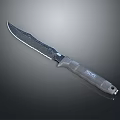 Tactical Military Knife With Serrated Sharp Blade And Gray Textured Grip Handle