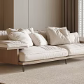 Mid-ancient style multi-person sofa carpet fabric log sofa 3d model