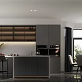 Elegant Minimalist Open Living And Dining Design With Built In Fireplace And Large Windows