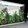 Dowone Space Creative Window Display With Lush Green Plants Vertical Garden And City Silhouette Decorations