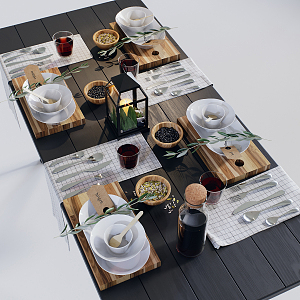 Modern Tableware Dining Tableware Food 3d model