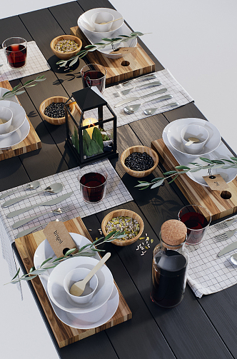 Modern Tableware Dining Tableware Food 3d model