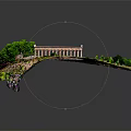 Ancient European Architecture Ruins With Tall Columns Surrounded by Trees and Open Ground