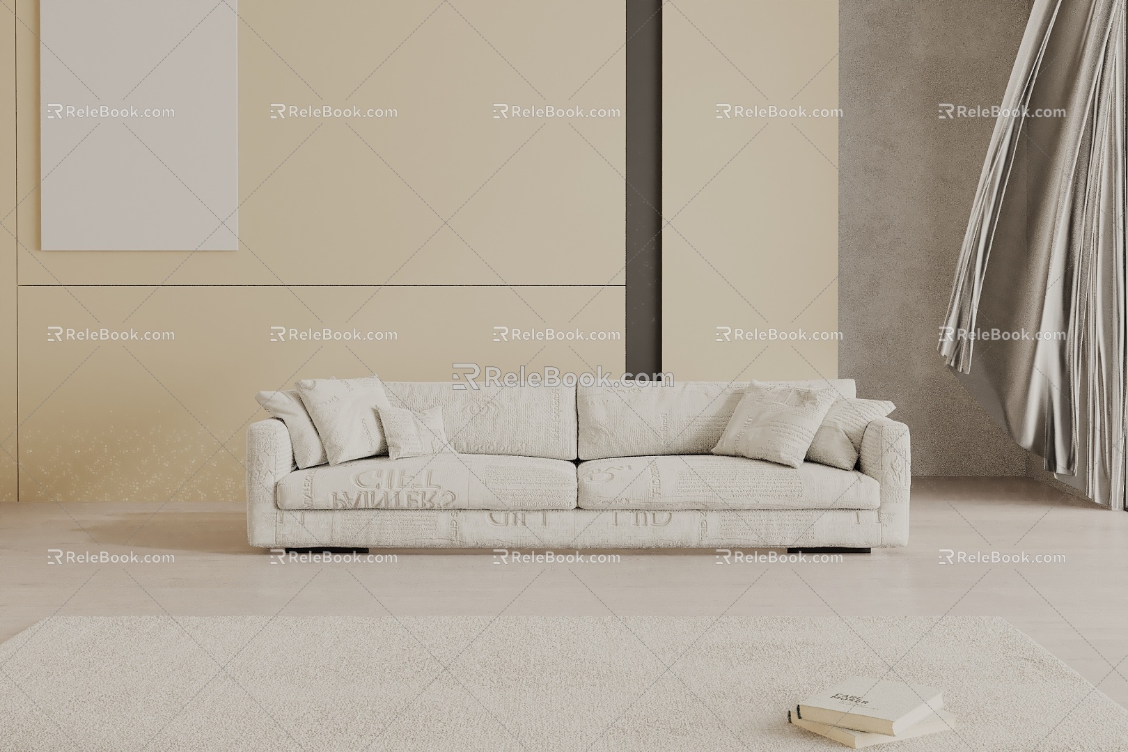 Three-seat sofa 3d model