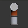 Curved Pipe with Orange Flexible Hose Metal Connections and Warning Sign