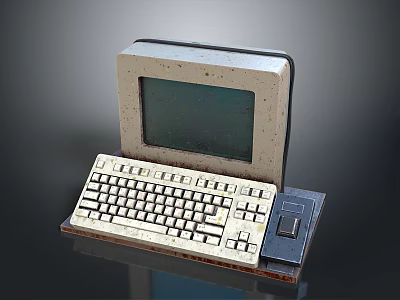 Vintage Electronic Computer With Classic Monitor Retro Keyboard And Old School Design 3d model