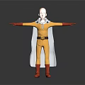 Game And Movie Character With Bald Head Yellow Jumpsuit Red Gloves Boots And White Cape