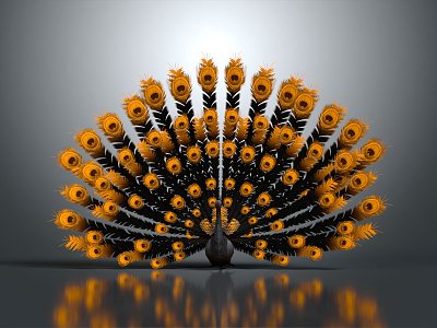 Modern Peacock Open Screen 3d model