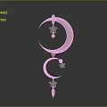 Silver Crescent Moon And Star Pendant Decorative Accessory For Daily Use 3d model
