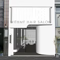 Modern Withmf Hair Salon Storefront Featuring White Exterior Curved Design And Glass Door