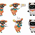 Modern 2D pet animal image robot cute cat dog robot silhouette 3d model