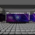 Technology Empowers Future Better Life Intelligent New Era Event Venue With Screens And White Seats