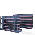 Blue Retail Display Shelves With Multiple Layers And Grid Design 3d model