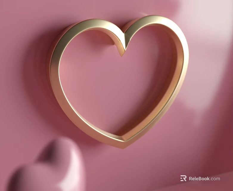 Pink Sofa And Gold Coffee Table Set With Heart Shape Decor In Living Space 3d model 