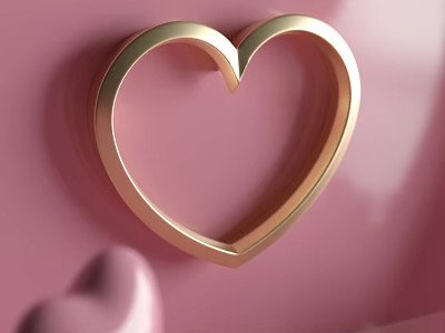 Pink Sofa And Gold Coffee Table Set With Heart Shape Decor In Living Space 3d model