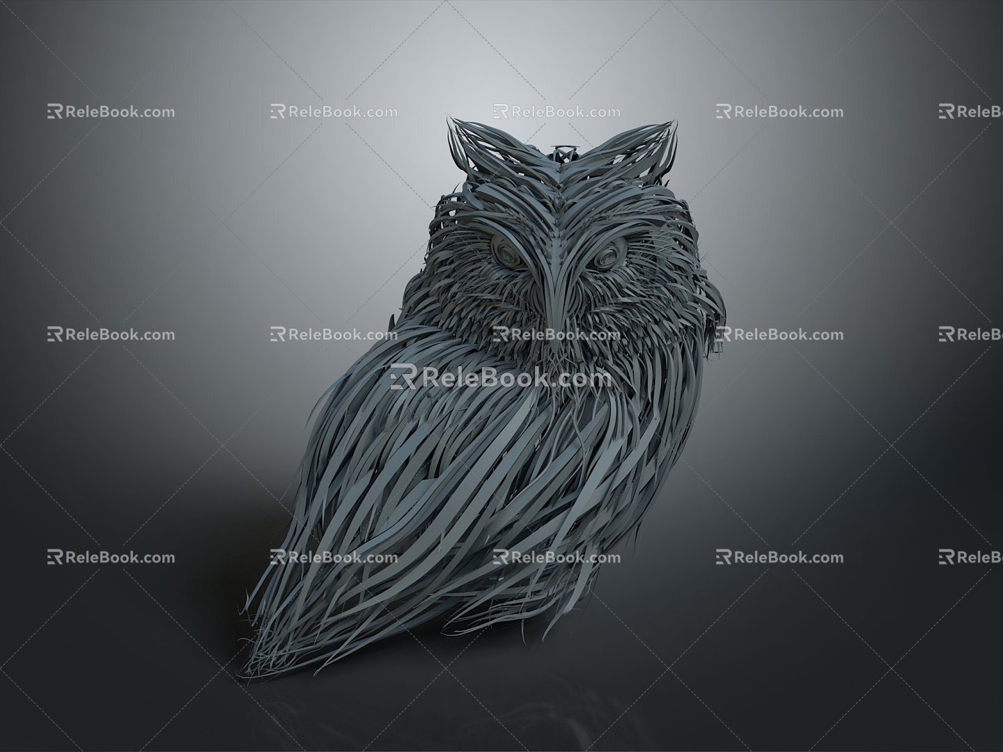 Owl grimace owl long-eared owl wulin owl monkey face owl carved owl 3d model