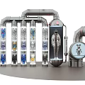 Modern Metal Display Shelves With Futuristic Structure Showcasing Dolls And Clothing Models