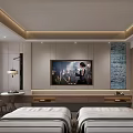 Modern Hotel Room Interior With Wooden Partition Open Shelves Connected Bathroom And Cozy Bed