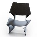 Modern Leisure Chair with Unique Geometric Shape Dark Wood Texture and Light Colored Seat