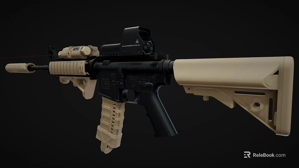 Modern Tactical Rifle With Black Tan Finish Scope Grip And Magazine 3d model 