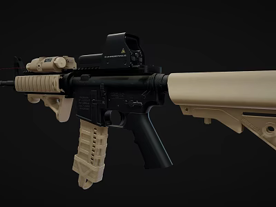 Modern Tactical Rifle With Black Tan Finish Scope Grip And Magazine 3d model