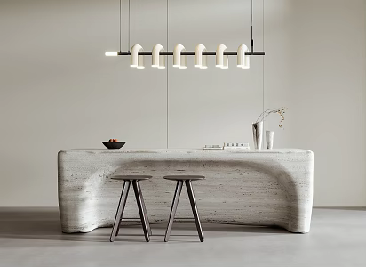 Front desk reception desk bar chair chandelier 3d model